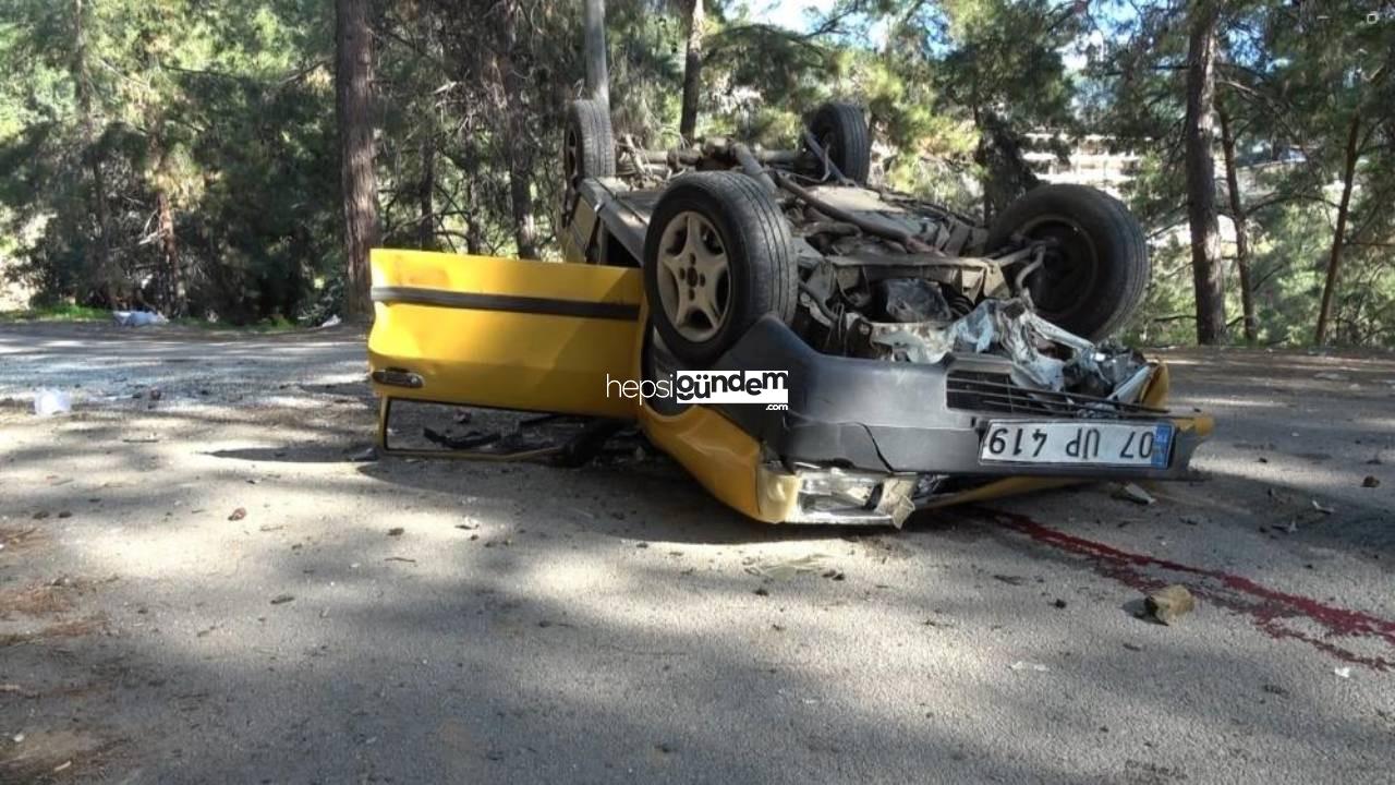 Alanya’da araba takla attı: Şoför yaralandı