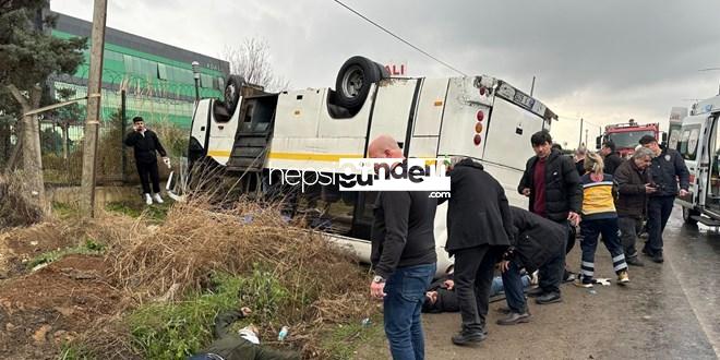 Personel servisi minibüsü takla attı: 25 yaralı