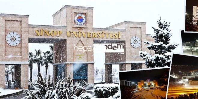 Sinop Üniversitesi kar yağışı sebebiyle eğitim orta verdi