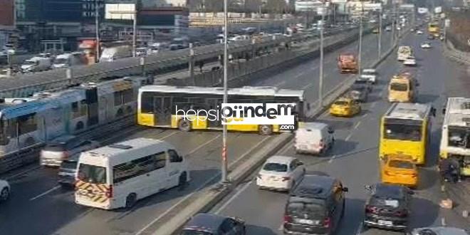 İETT otobüsü kaza yaptı, yol trafiğe kapandı