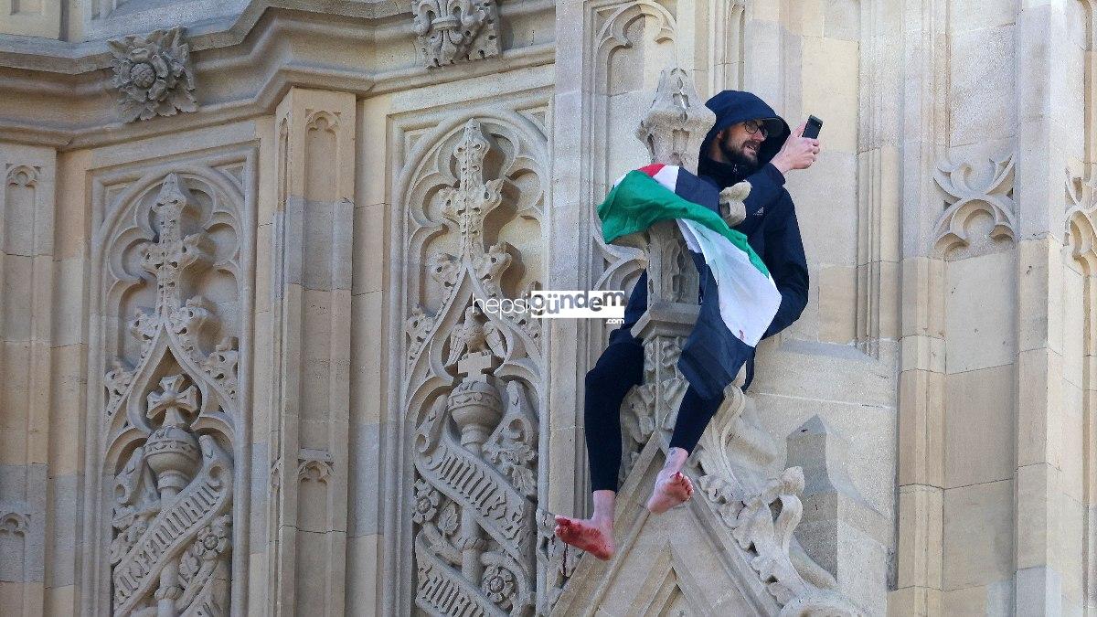 İngiltere’nin simgelerinden Big Ben Saat Kulesi ‘nde Filistin bayrağı açtı