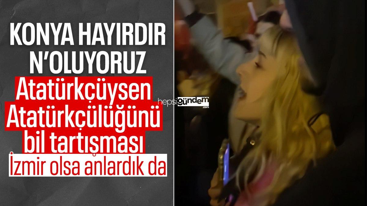 Konya’da Kürtçe pankart açan şahsa eylemcilerden reaksiyon