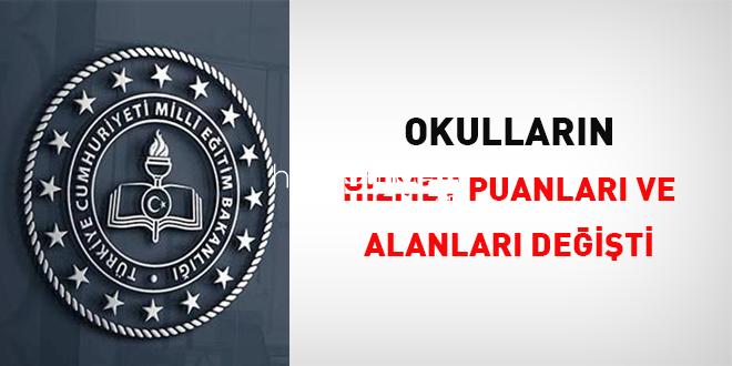 Okulların hizmet puanları ve alanları değişti