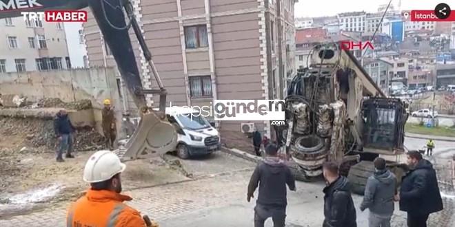 Zincir koptu, 200 tonluk iş makinesi yokuş aşağı sürüklendi